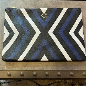C. Wonder Black and Blue Chevron Cosmetic Bag
